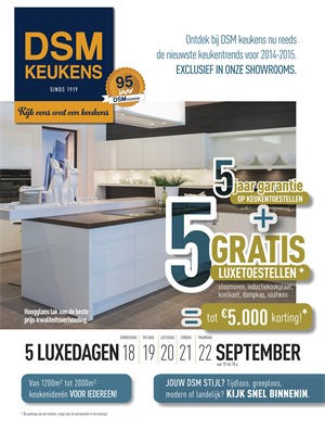 DSM Keukens folder van 18/09/2014 tot 22/09/2014 - 5 luxedagen
