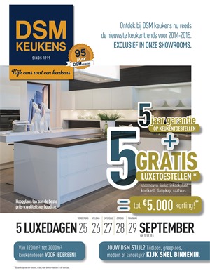 DSM Keukens folder van 25/09/2014 tot 29/09/2014 - 5 Luxedagen