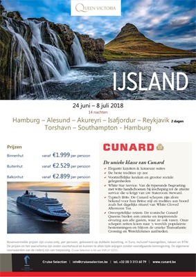Cunard folder van 18/04/2018 tot 08/07/2018 - promoties tot begin juli