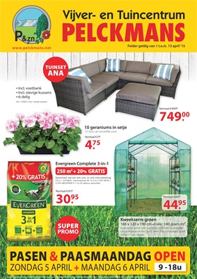 Pelckmans Tuin folder van 01/04/2015 tot 13/04/2015 - Vijver- en Tuincentrum Pelckmans Pasen