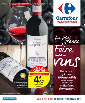 Folder Carrefour du 09/09/2015 au 28/09/2015 - La plus grande foire aux vins