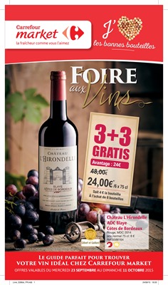 Folder Carrefour Market  du 23/09/2015 au 11/10/2015 - Foire aux vins