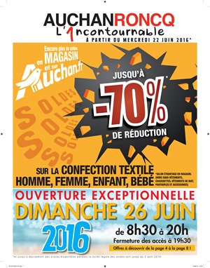 Folder Auchan Roncq du 01/07/2016 au 02/08/2016 - soldes 2016 Auchan Roncq