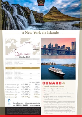 Folder Cunard Cruises du 16/04/2018 au 04/02/2019 - promotions jusqu a mi 2019