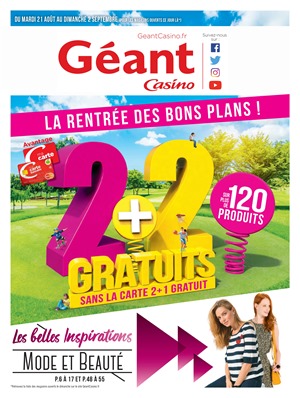 Folder Géant Casino du 21/08/2018 au 02/09/2018 - 2+2