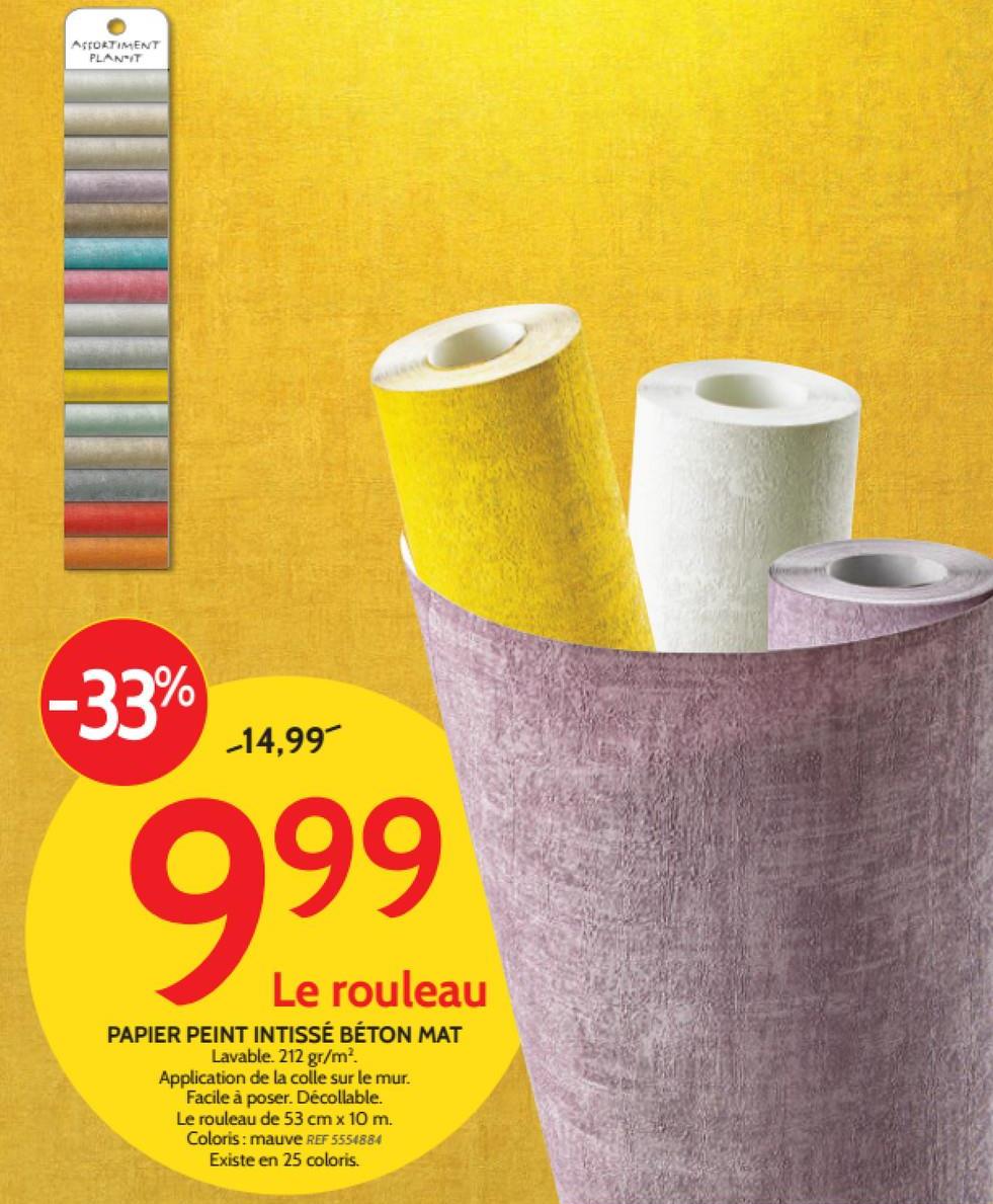 Papier peint intissé 'Béton' mauve Grâce à ce papier peint 'Béton' mauve, vous créez une ambiance à la mode et colorée dans votre maison. Le rouleau a une longueur de 10 m pour une largeur de 53 cm.