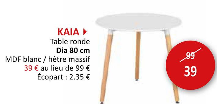 Table ronde Kaia Ø80cm Tables Tables De Salle à Manger