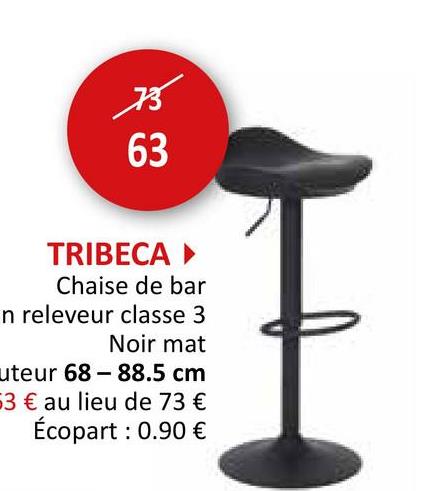 Tabouret de bar Tribeca HA68cm noir mat Chaises Tabourets De Bar Chaises