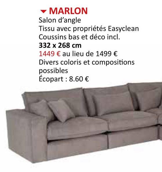 Canapé d'angle Marlon tissu gris Salons Canapés D'angle