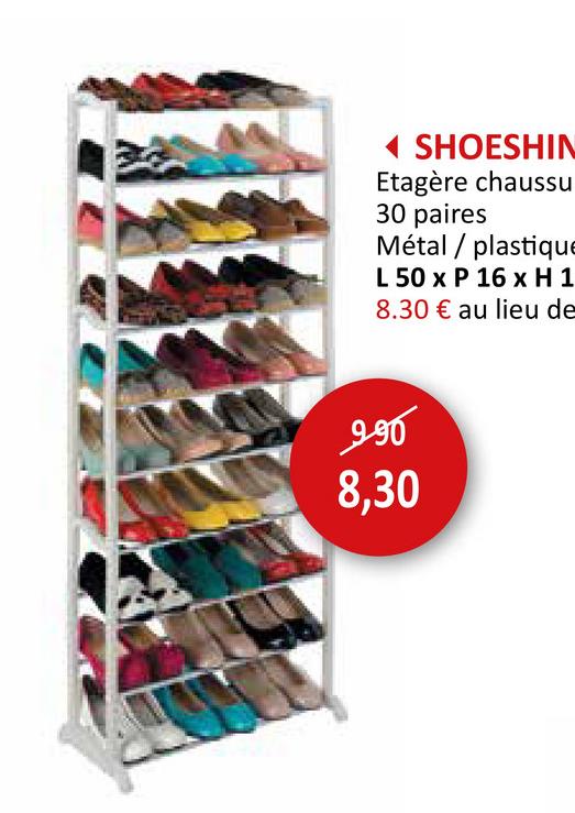 Étagère à chaussures Shoeshine 50x16x140cm Étagères à Chaussures Etagères & Planches Petit Rangement