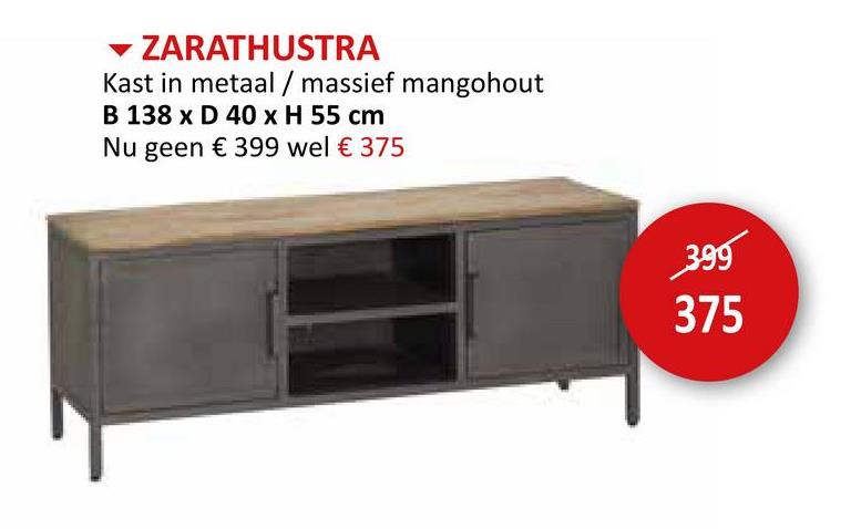 Industrieel tv-meubel Zarathustra hout metaal 138cm Bijzetmeubelen Tv-meubels Eetkamerkasten
