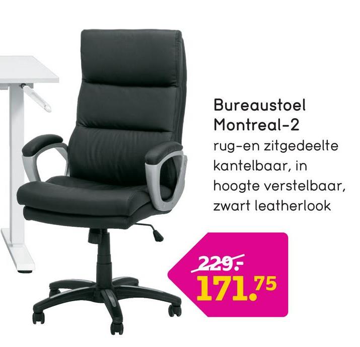 Bureaustoel Montreal - zwart Bureaustoel inclusief armleuningen, in hoogte verstelbaar.