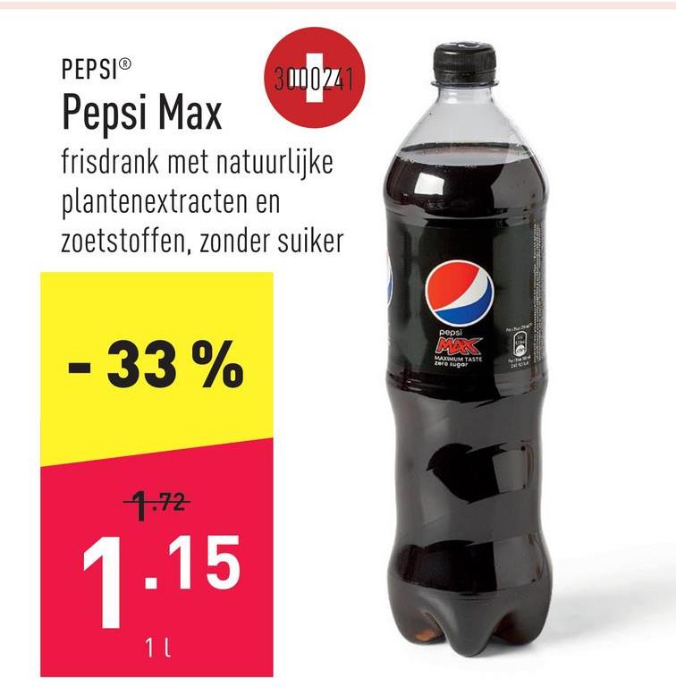 Pepsi Max frisdrank met natuurlijke plantenextracten en zoetstoffen, zonder suiker