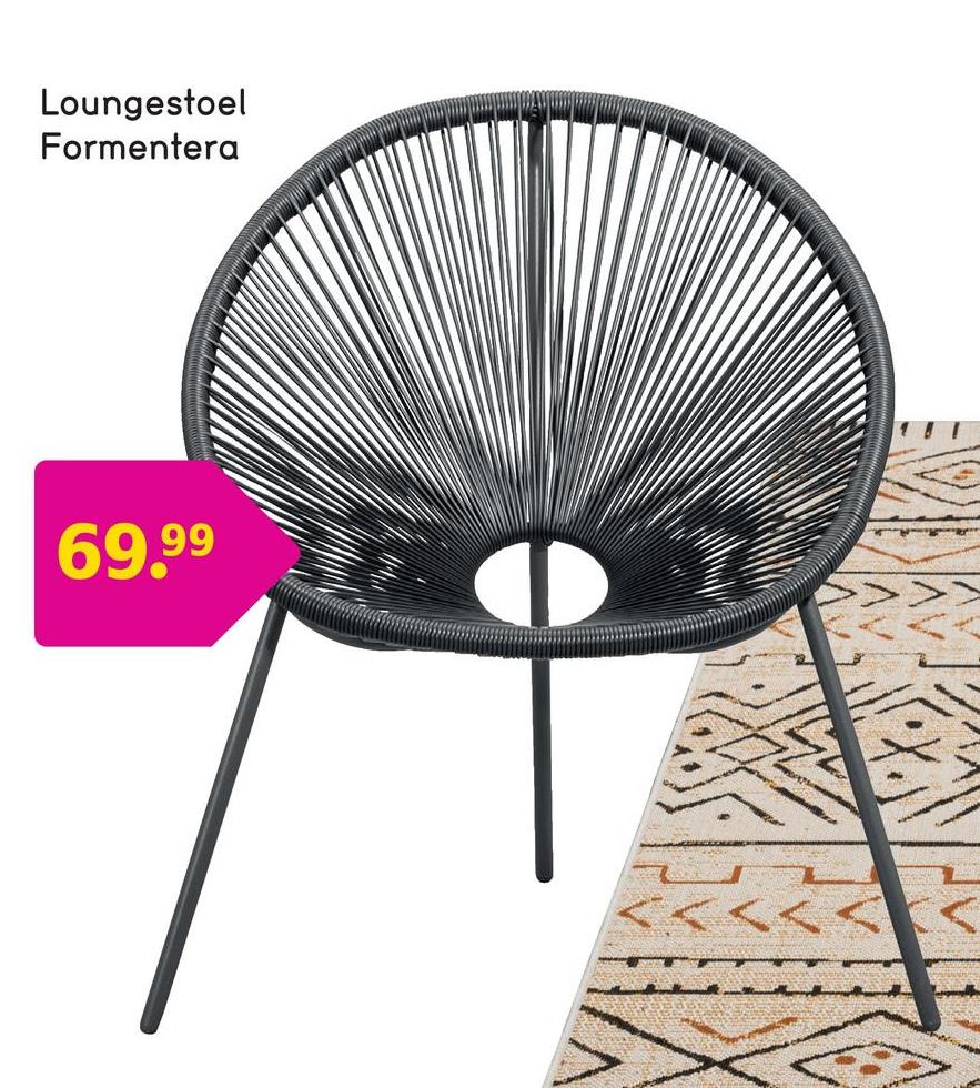 Loungestoel Formentera - antracietkleur Loungestoel Formentera is een trendy stoel met een eigentijdse look. De fauteuil is gemaakt van metaal met polyester en is bovendien weerbestendig en onderhoudsarm.