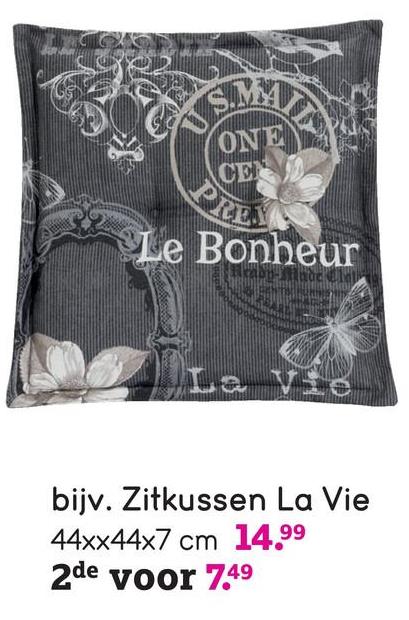 Le Sud zitkussen La Vie - antraciet - 44x44x7 cm Dit zitkussen maakt het leven een stuk vrolijker en comfortabeler. Het kussen heeft een romantische print met bloemen en streepjes op een antracietkleurige basis.