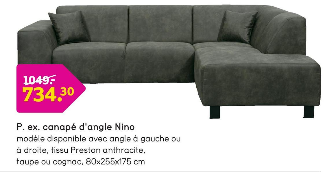 Canapé d'angle Nino droite - taupe