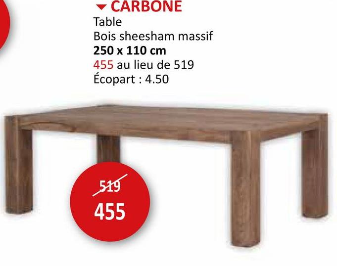 Table Carbone bois massif 250x110cm Tables Tables De Salle à Manger