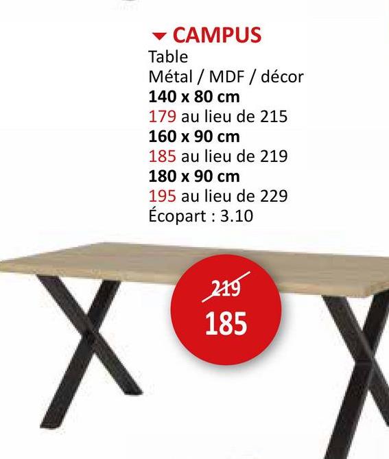 Table Campus 160x90cm Tables Tables De Salle à Manger Tables De Cuisine Tables