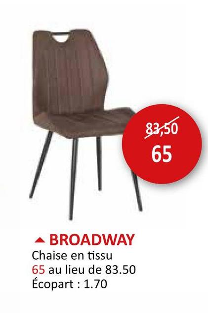 Chaise Broadway tissu brun foncé Chaises Chaises De Salle à Manger
