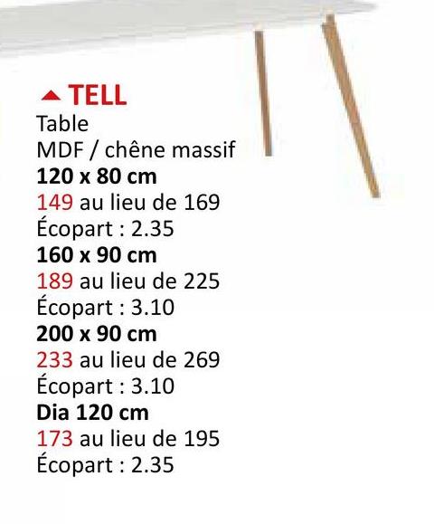 Table Tell  160x90cm blanche Tables Tables De Salle à Manger Tables De Cuisine Tables