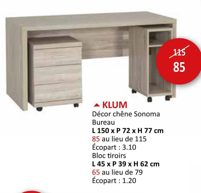 Bureau Klum  150x72cm Bureaux Salle De Séjour Junior