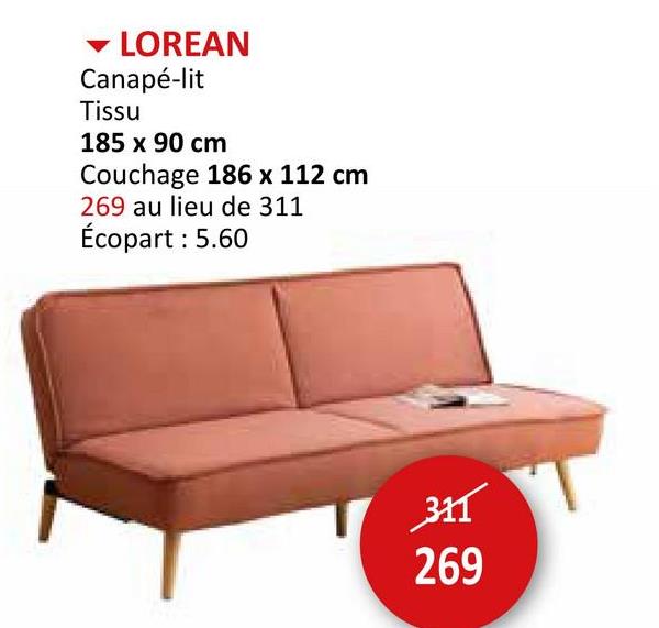 Canapé-lit Lorean tissu rouge Canapé-lit & Lit Pliant Canapés-lits