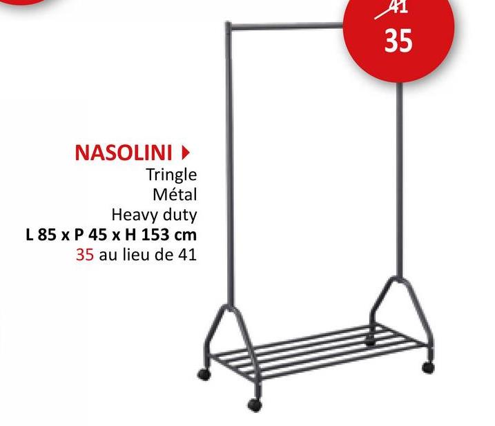 Portant Nasolini 85x45x153cm Tringles à Vêtements Portemanteaux Etagères & Planches Etagères & Planches