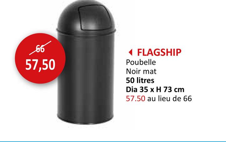 Poubelle Flagship 50L noir mat Accessoires De Cuisine Poubelles Toilette Accessoires Déchets