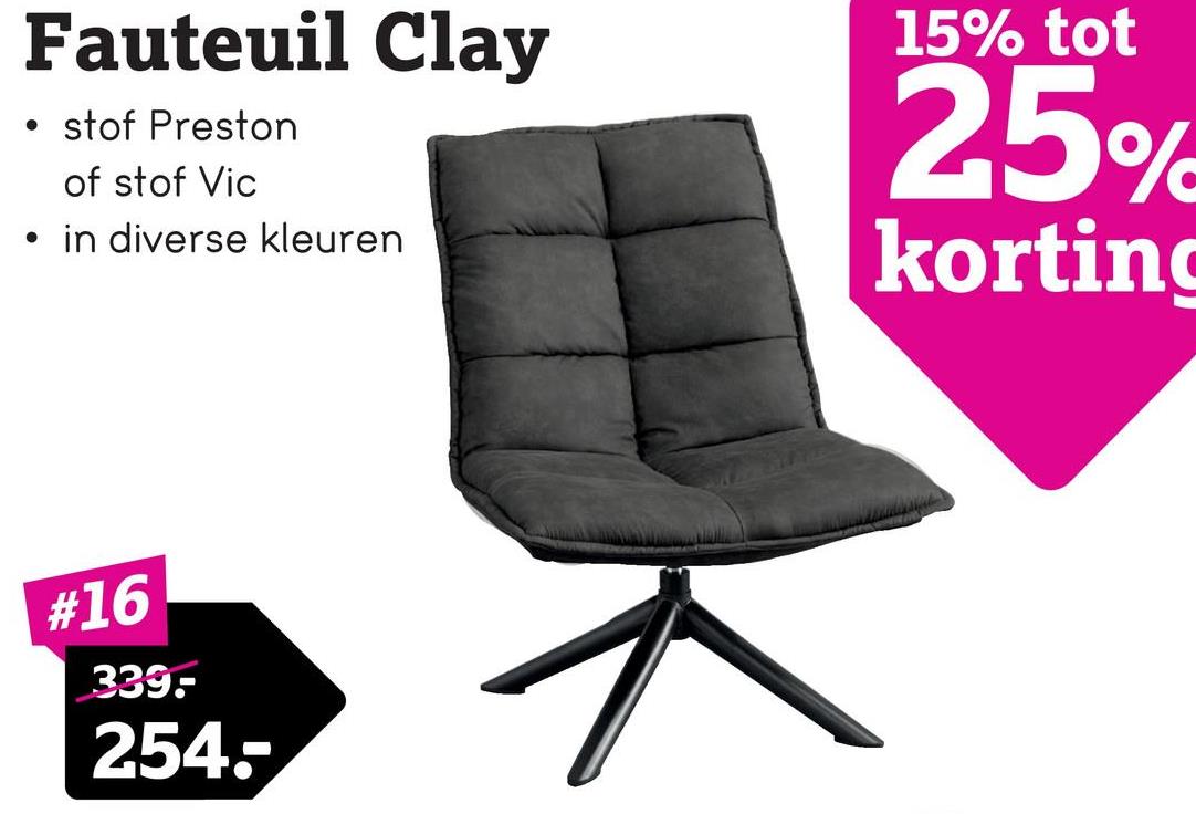 Fauteuil Clay - antraciet