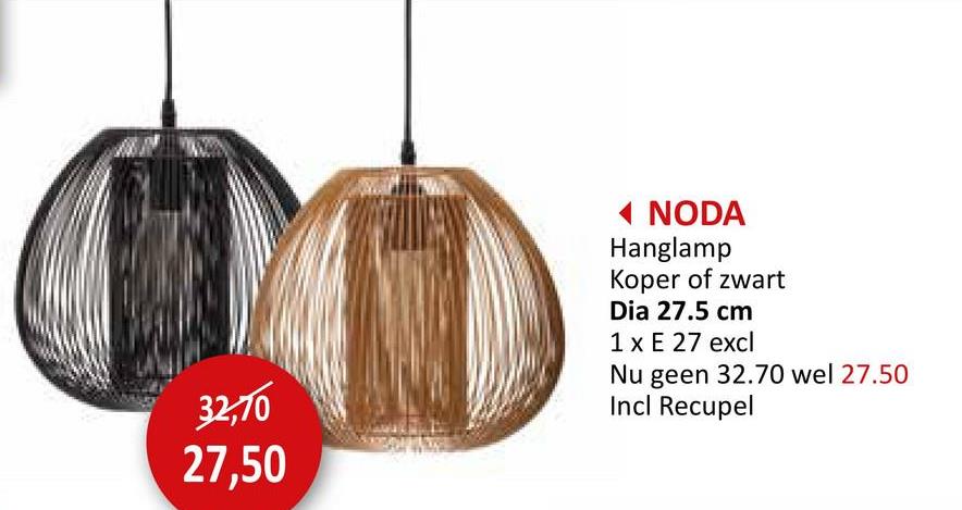 Hanglamp Noda Ø27,5cm 1x60w E27 Hanglamp Hanglampen