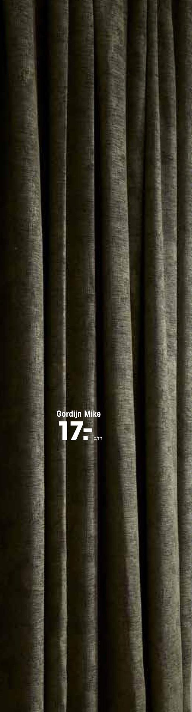 Gordijn Mike Groen Lichtdoorlatende jacquard gordijnstof groen. Deze gordijnstof heeft een stoere look en valt soepel. 138 cm breed.