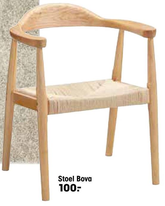 Stoel Bova Naturel Stoel Bova in een naturel kleur. Deze eetkamer stoel is gemaakt van cederhout en heeft een zitting omwikkeld met touw. 56x61,5x72 centimeter.