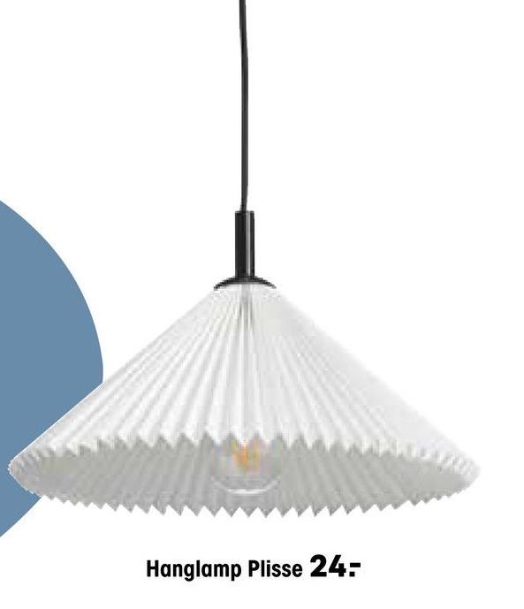Hanglamp Plisse Wit Hanglamp Plisse in de kleur wit. Gemaakt van 70% papier en 30% plastic. ø37x6 cm. Snoerlengte is 90 centimeter.