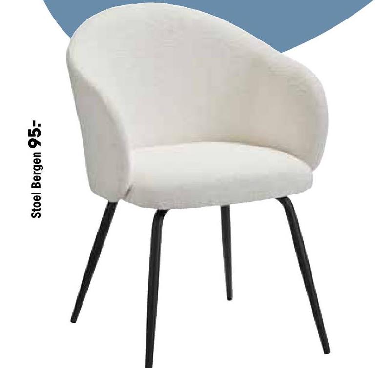 Stoel Bergen Grijs Comfortabele fauteuil van zachte, grijze teddystof met zwart metalen poten. 57x57x77,5 cm (lxbxh). Ook verkrijgbaar met off-white kleur.