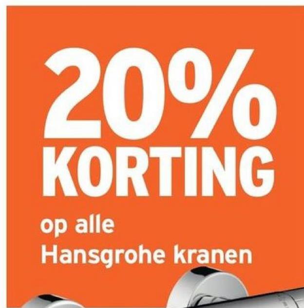 20%
KORTING
op alle
Hansgrohe kranen