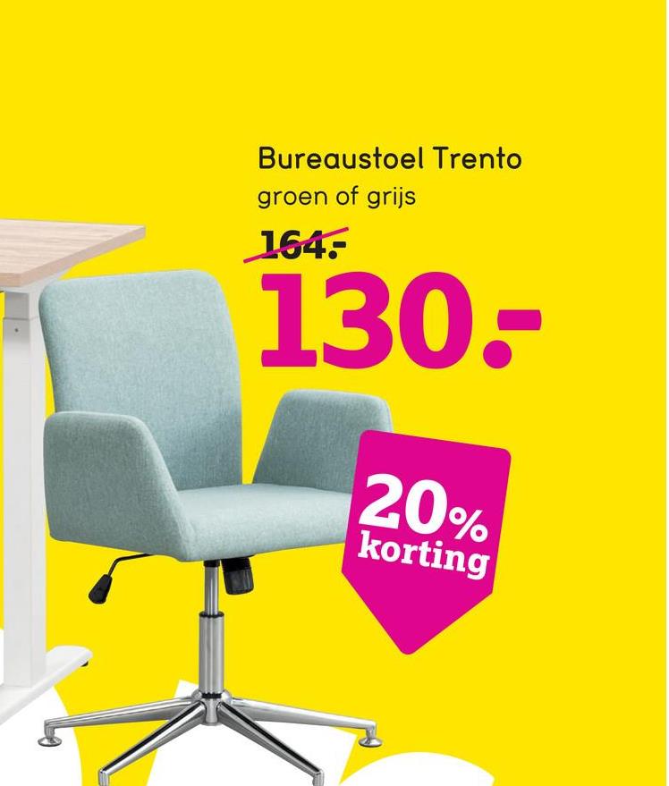 Bureaustoel Trento - groen Bureaustoel Trento is een moderne stoel met een comfortabele zit.