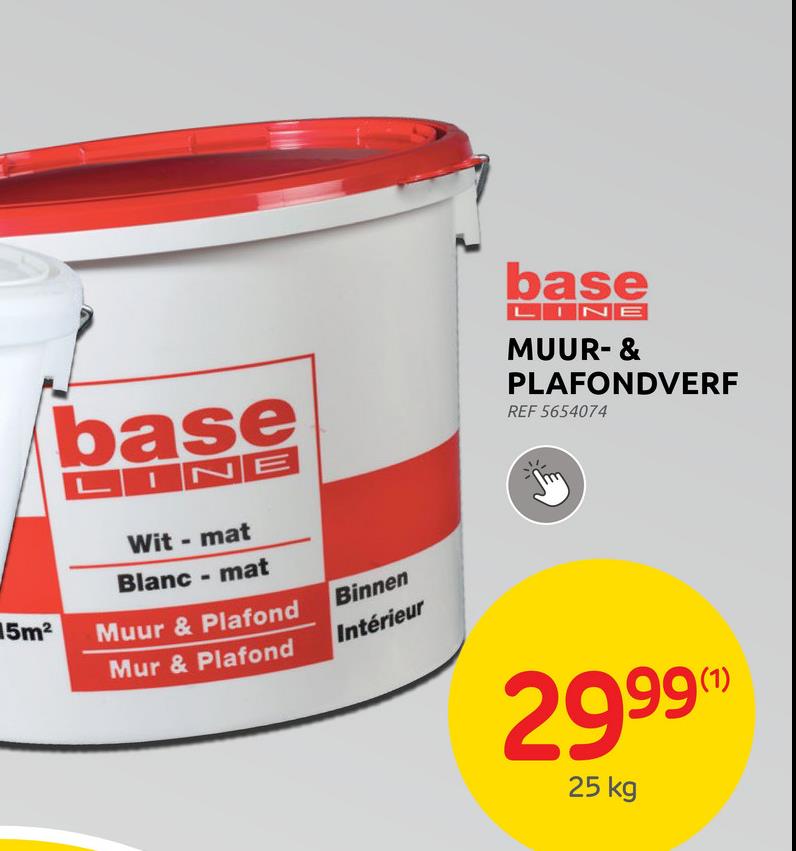 base
INE
15m²
Wit - mat
Blanc - mat
Muur & Plafond
Mur & Plafond
Binnen
Intérieur
base
MUUR- &
PLAFONDVERF
REF 5654074
99 (1)
25 kg