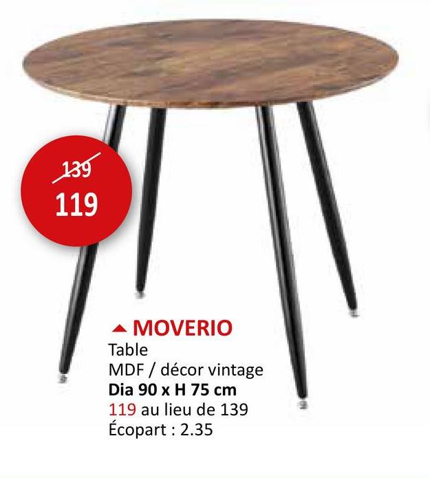 Table ronde Moverio Ø90cm Tables Tables De Salle à Manger Tables De Cuisine Tables