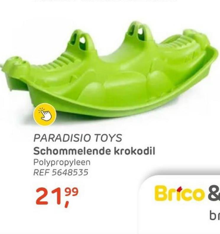 PARADISIO TOYS
Schommelende krokodil
Polypropyleen
REF 5648535
219⁹
Brico &
br