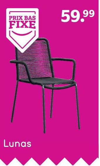 Le Sud chaise empilable Lunas - noire Cette chaise empilable Lunas est une chaise très pratique. Faite de métal de qualité supérieure et revêtue du polyester. Chaise noire, équipée des bras confortables.