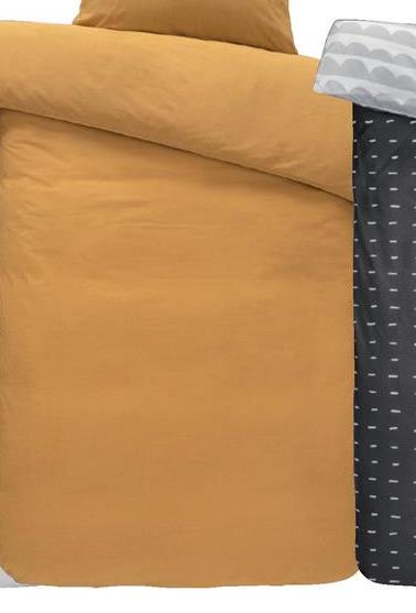 Walra parure de couette Vintage Cotton - jaune moutarde - 140x200/220 cm