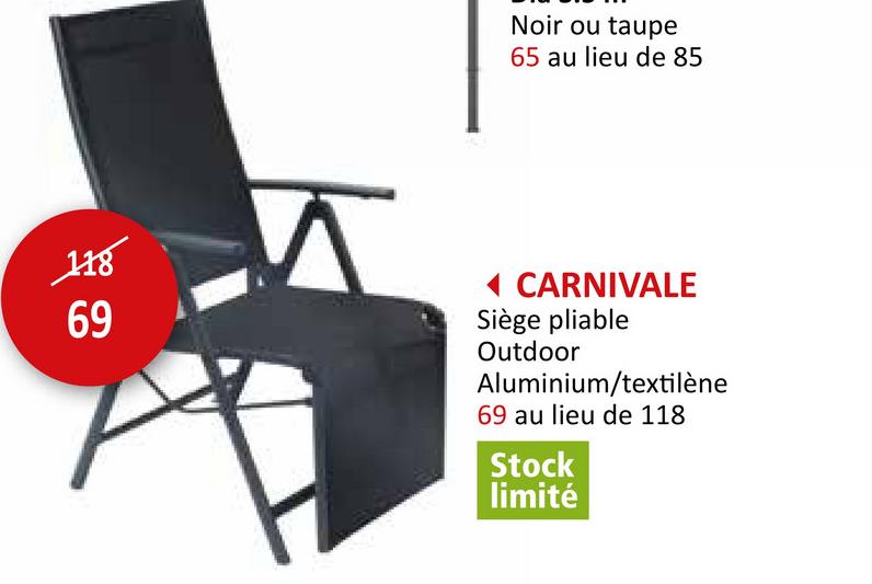 Chaise pliante Carnivale aluminium noir Meubles Jardin Chaises Jardin Chaises Longues