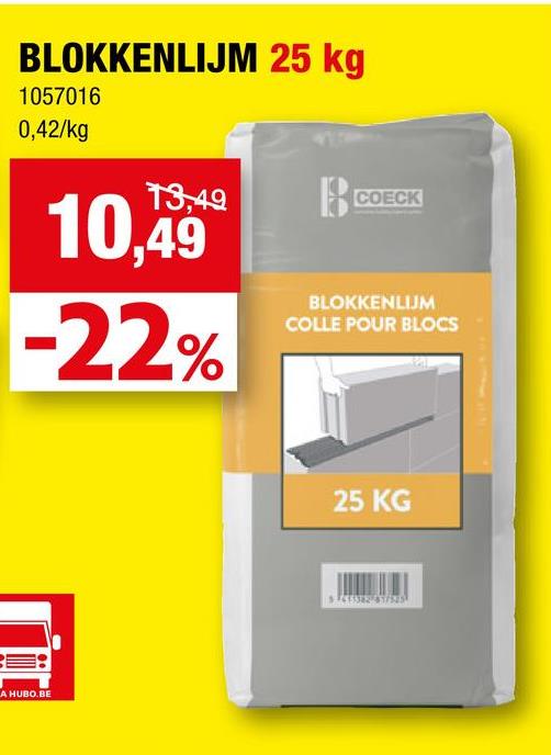 blokkenlijm 25kg Coeck Blokkenlijm is een industrieel vervaardigde, gedroogde en homogene lijmmortel op basis van wit cement, wit zand, vul- en toeslagstoffen. De blokkenlijm is geschikt voor blokken uit cellenbeton en kalkzandsteen.