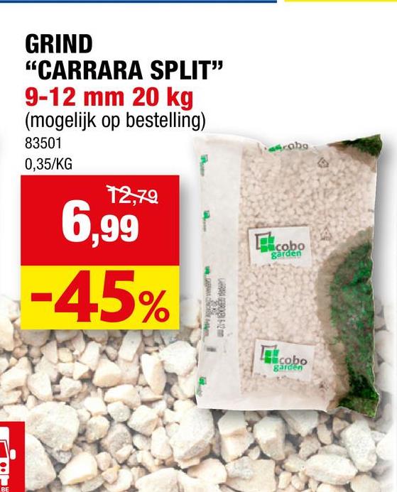 Carrara split grind 8-12 mm 20kg wit Het grind Carrara van 8-12 mm is een witte, marmeren steensoort waarmee je prachtige accenten in je tuin kunt aanbrengen. Het split is geschikt voor opritten en wandelpaden. Deze stenen worden vaak gebruikt in exclusieve siertuinen.
