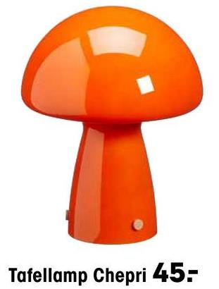 Tafellamp Chepri Oranje <p>Tafellamp Chepri, geeft elk interieur een speels accent. Met leuke paddenstoel vorm van de lamp, en het oranje glas geeft het een zacht sfeervol li