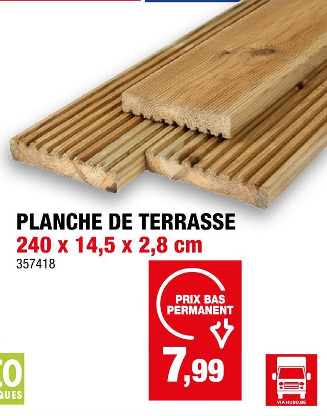 Planche de terrasse 240x14,5x2,8 cm