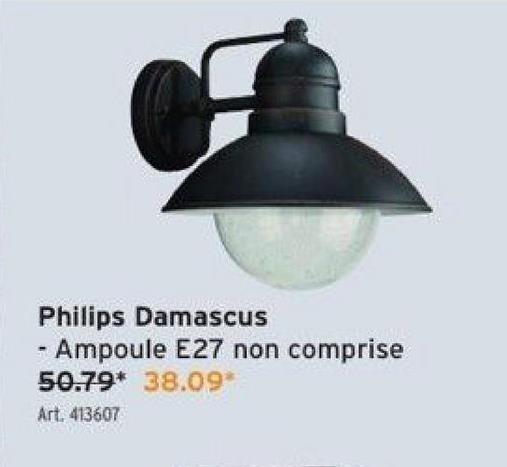 Philips Damascus
- Ampoule E27 non comprise
50.79* 38.09*
Art. 413607
