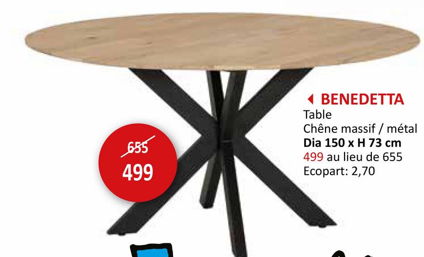 Table ronde Benedetta  bois massif Ø150cm Tables Tables De Salle à Manger