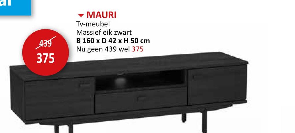 Modern tv-meubel Mauri hout massief zwart 160cm Bijzetmeubelen Tv-meubels Eetkamerkasten