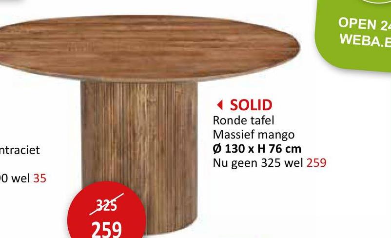 Ronde tafel Solid hout massief Ø130cm Tafels Eettafels Keukentafels Keukentafels